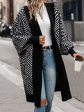Loose Striped V-Neck Casual Cardigan