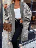 Loose Striped V-Neck Casual Cardigan