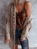 mid-length knitted cardigan sweater