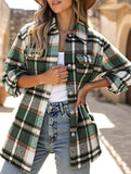 Casual loose plaid long-sleeved shirt