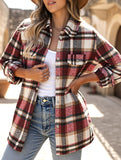 Casual loose plaid long-sleeved shirt