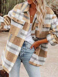 Casual loose plaid long-sleeved shirt