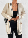 Loose knitted V-neck long-sleeved cardigan