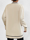 Loose knitted V-neck long-sleeved cardigan