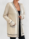 Loose knitted V-neck long-sleeved cardigan