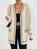 Loose knitted V-neck long-sleeved cardigan