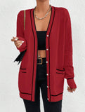 Loose knitted V-neck long-sleeved cardigan