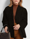 Vintage Brown Loose Pocket Long Sleeve Blazer