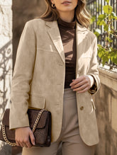 Vintage Brown Loose Pocket Long Sleeve Blazer