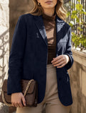 Vintage Brown Loose Pocket Long Sleeve Blazer