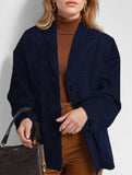 Vintage Brown Loose Pocket Long Sleeve Blazer