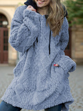 Casual hooded solid color long-sleeved jacket