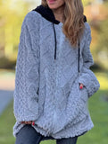 Casual hooded solid color long-sleeved jacket