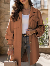 Button mid-length shirt jacket