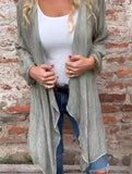 Long solid color casual long-sleeved cardigan