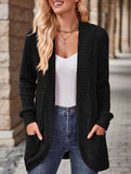 Solid color casual stitching long-sleeved cardigan