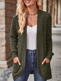 Solid color casual stitching long-sleeved cardigan