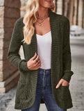 Solid color casual stitching long-sleeved cardigan