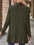 Solid color casual stitching long-sleeved cardigan