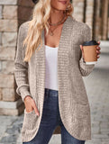 Solid color casual stitching long-sleeved cardigan