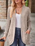 Solid color casual stitching long-sleeved cardigan