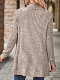 Solid color casual stitching long-sleeved cardigan
