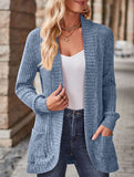 Solid color casual stitching long-sleeved cardigan