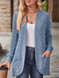 Solid color casual stitching long-sleeved cardigan