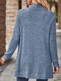 Solid color casual stitching long-sleeved cardigan