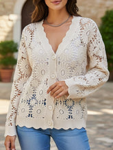 Lace V-neck long-sleeved top