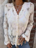 Lace V-neck long-sleeved top