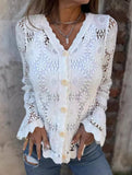 Lace V-neck long-sleeved top