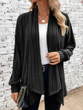 Casual long-sleeved solid color loose cardigan