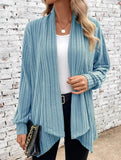 Casual long-sleeved solid color loose cardigan