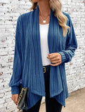 Casual long-sleeved solid color loose cardigan
