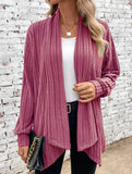 Casual long-sleeved solid color loose cardigan