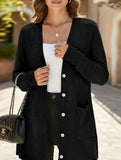 Casual loose long-sleeved pocket cardigan