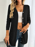 Casual loose long-sleeved pocket cardigan