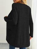Casual loose long-sleeved pocket cardigan