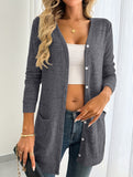 Casual loose long-sleeved pocket cardigan