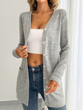 Casual loose long-sleeved pocket cardigan