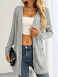 Casual loose long-sleeved pocket cardigan