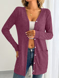 Casual loose long-sleeved pocket cardigan