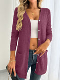 Casual loose long-sleeved pocket cardigan