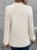 Stand collar pleated lace solid color shirt