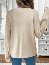 Casual lazy lace-up round neck solid color sweater