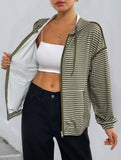 Hooded striped women's casual jacket
