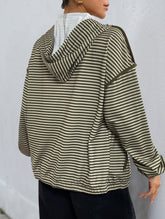 Hooded striped women's casual jacket