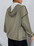 Hooded striped women's casual jacket