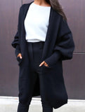 Puff Sleeve Solid Color Buttonless Cardigan